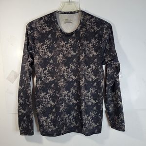 Mens Champion Performance Layer Camo Black/Brown Long Sleeve Shirt Size L